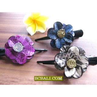 Bali Leather Snake Hair Clips Accessories Handmade